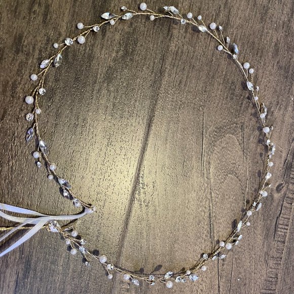 Wedding Hair Vine Headband - Swarovski Crystal & Pearl main image 5